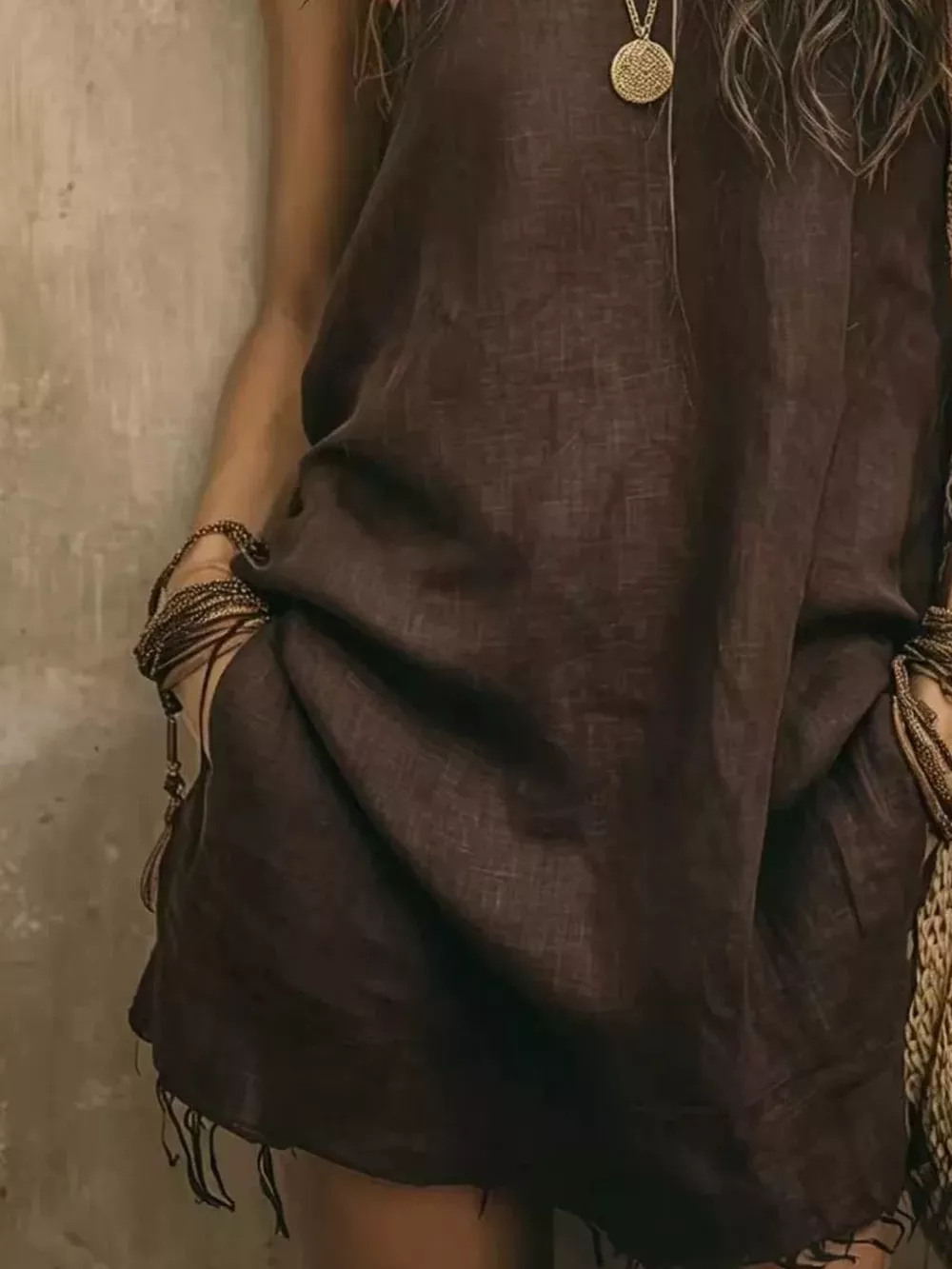 One-Shoulder Mini Dress with Frayed Hem, image 4