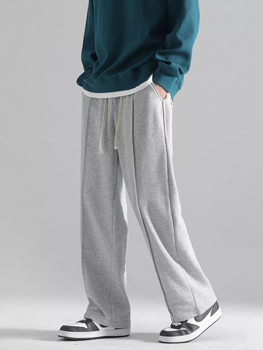 Men's Plus Size Casual Wide Leg Drawstring Pants, image 9