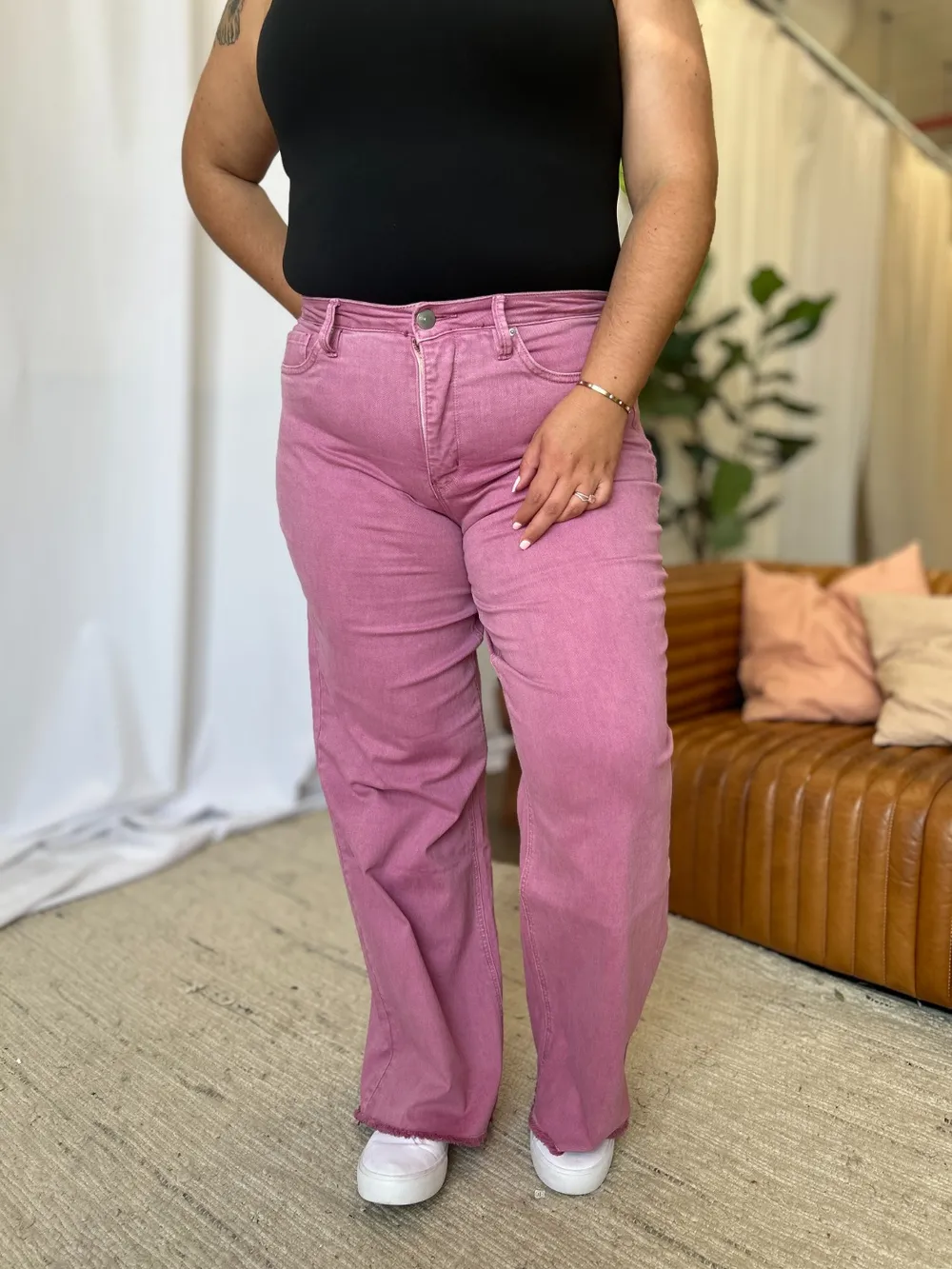 Full Size High Rise Garment Dye Wide Leg Jeans, image 23