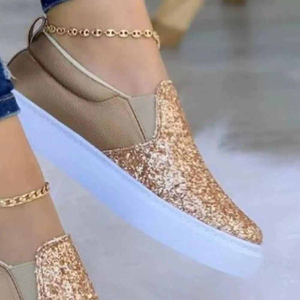 Sequin Round Toe Platform Slip-Ons, image 7