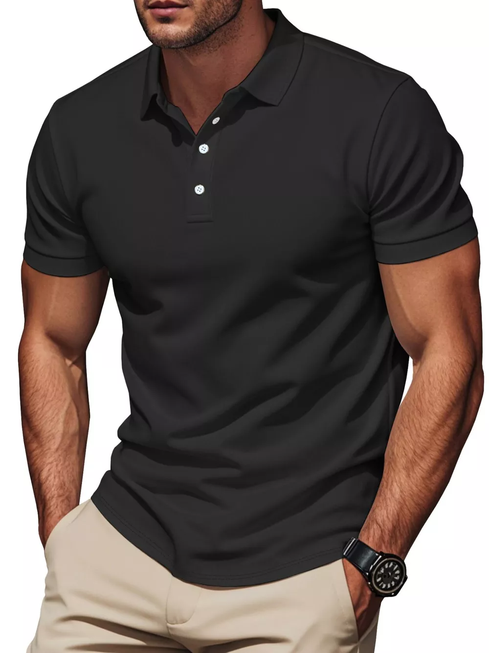 Men's Full Size Slim-Fit Short Sleeve Polo Plus Size