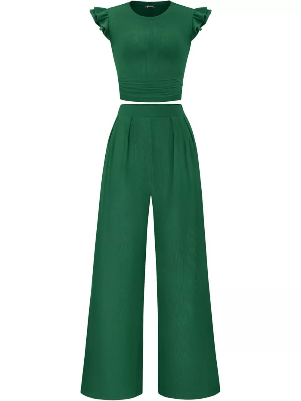 Ruffled Mock Neck Top and Wide Leg Pants Set, image 21