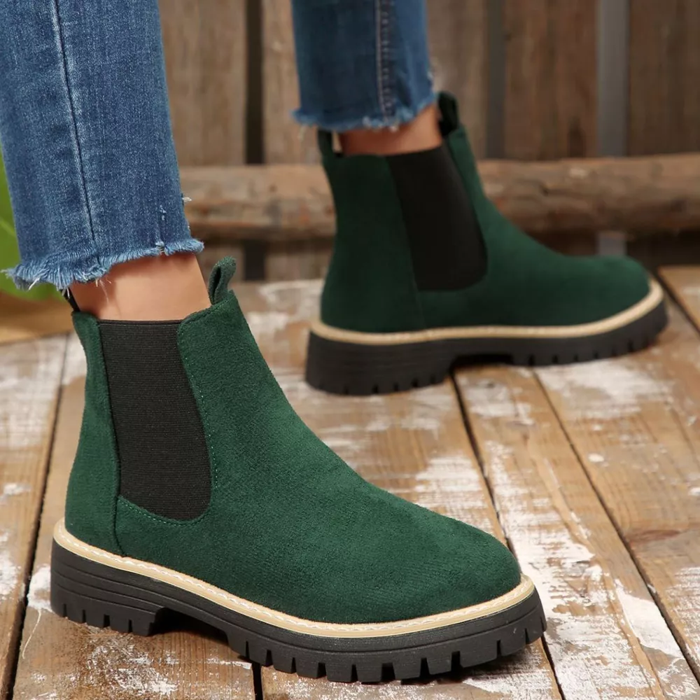 Round Toe Block Heels Boots, image 35