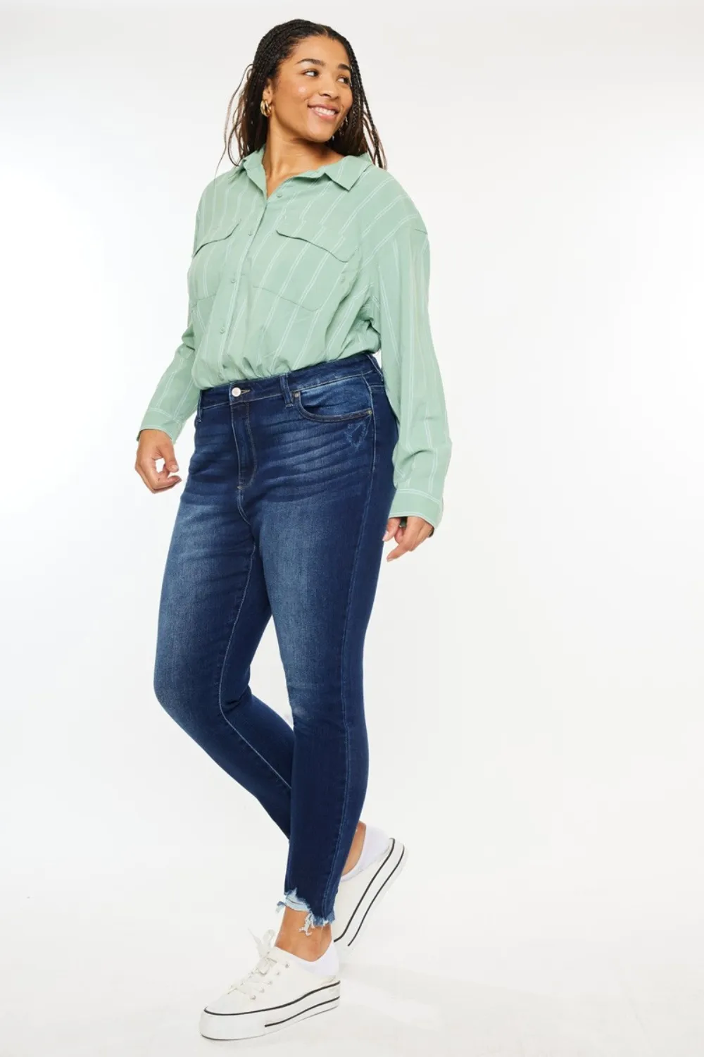 Full Size High Rise Frayed Ankle Skinny Jeans, image 14