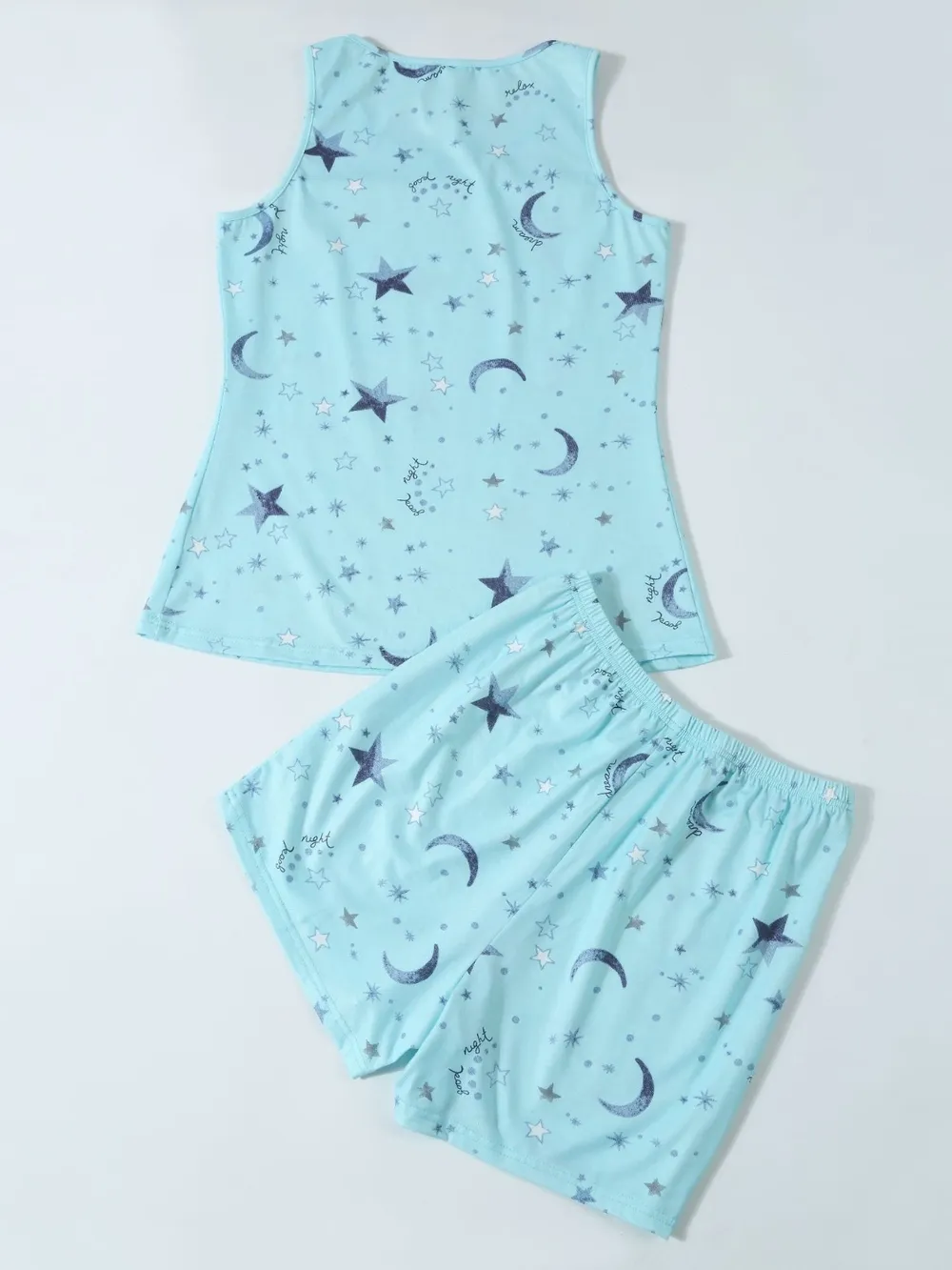 Printed Round Neck Top and Shorts Lounge Set, image 19
