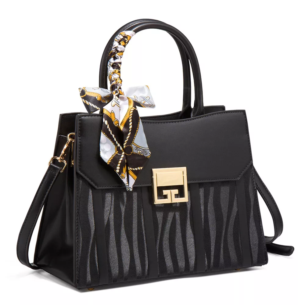 Scarf Decor Leather Handbag, image 3