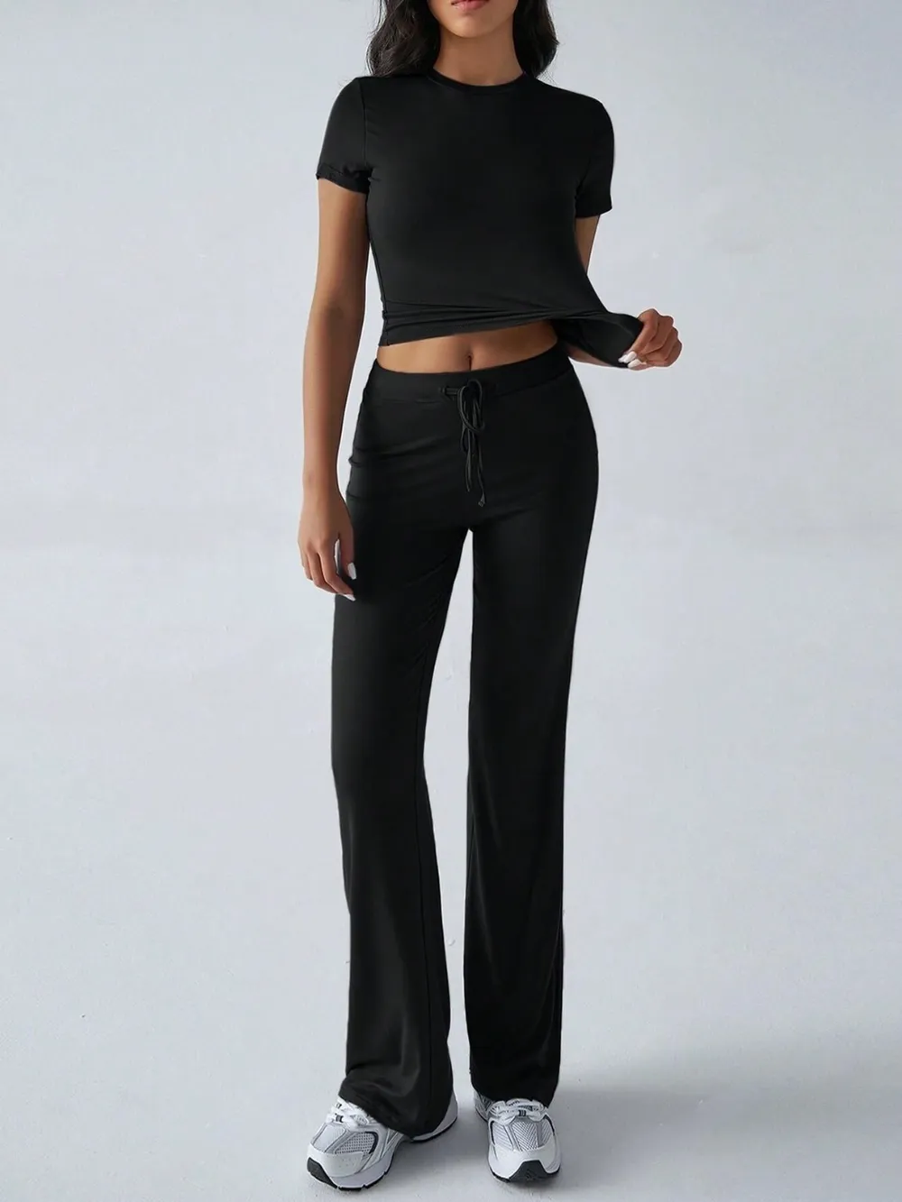 Round Neck Short Sleeve Top and Pants Set, image 32