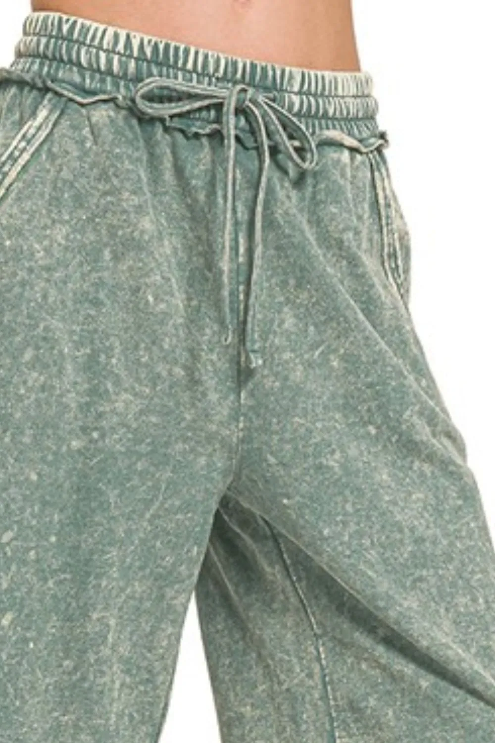 Washed French Terry Palazzo With Pockets, image 3