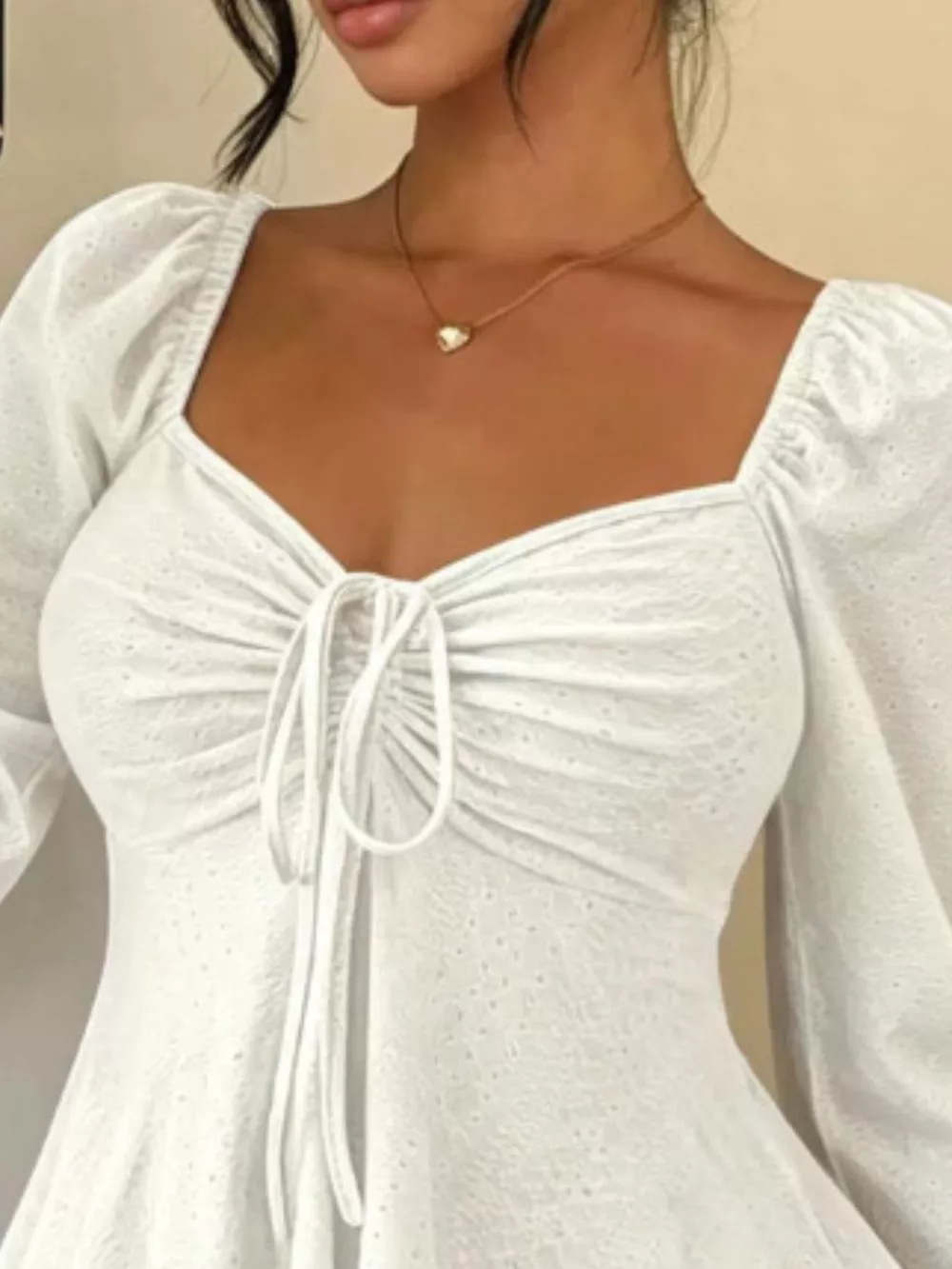 Ruched Sweetheart Neck Long Sleeve Top, image 2