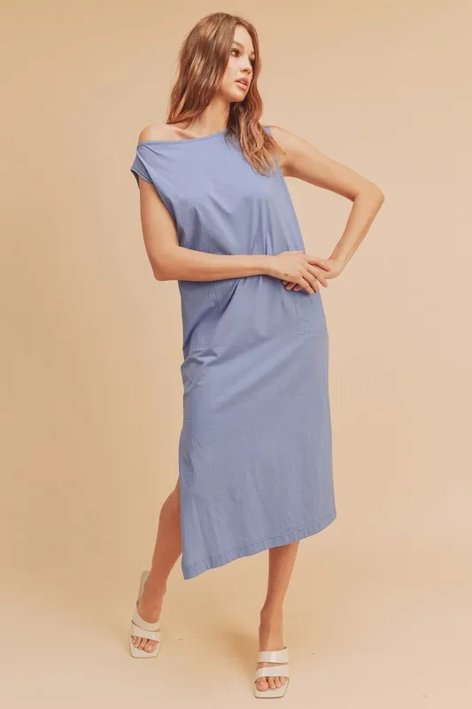 Side Slit Round Neck Sleeveless Midi Dress, image 2