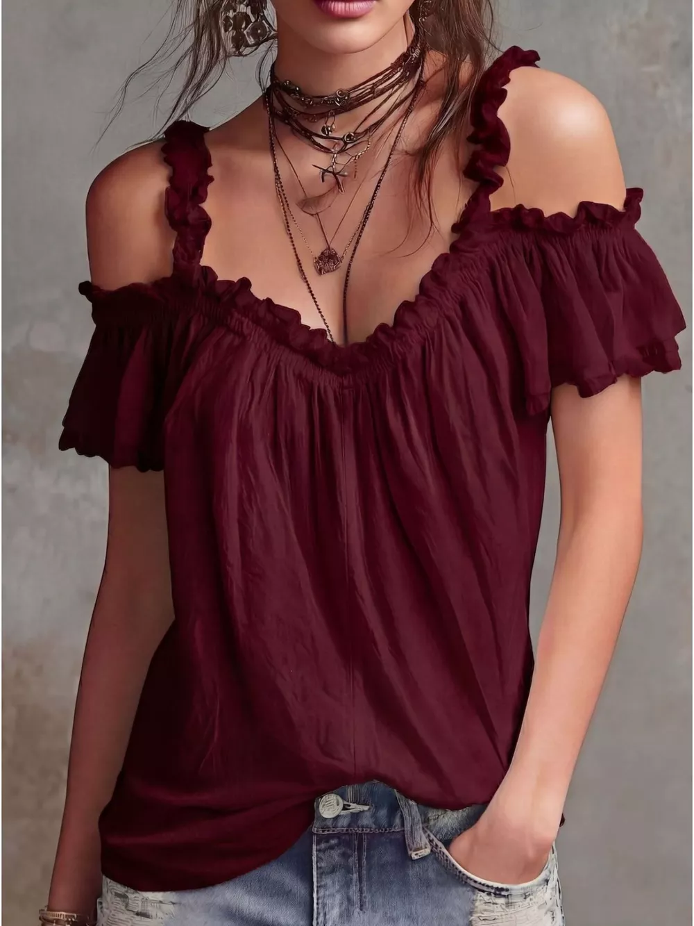 Frill Cold Shoulder Blouse, image 5
