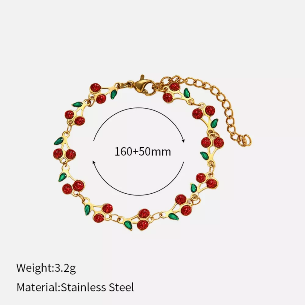 18K Gold-Plated Cherry Charm Bracelet, image 6