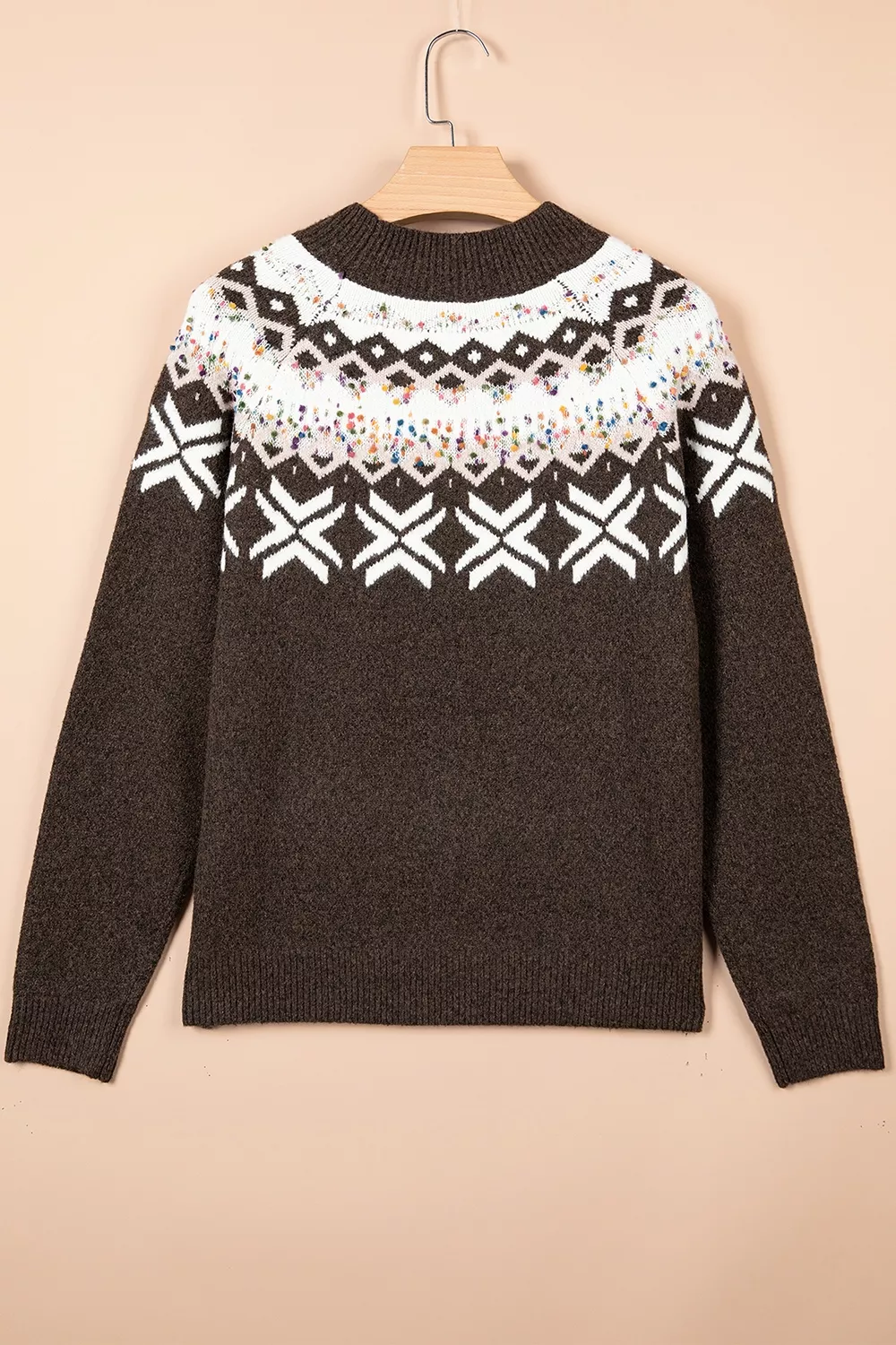 Geometric Round Neck Sweater with Colorful Confetti Accents, image 7