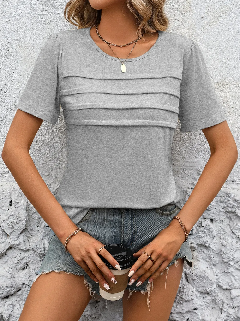 Round Neck Short Sleeve Top, image 10