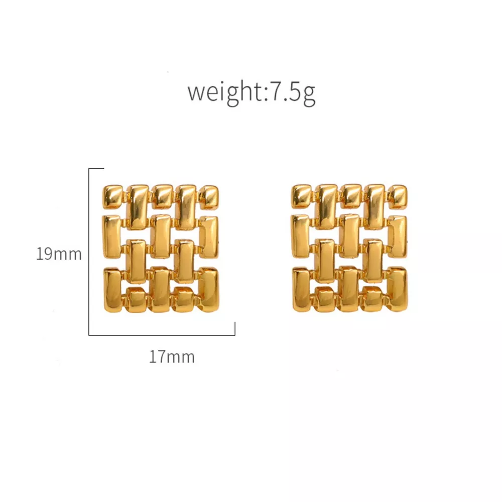 18K Gold-Plated Geometric Stud Earrings, image 6