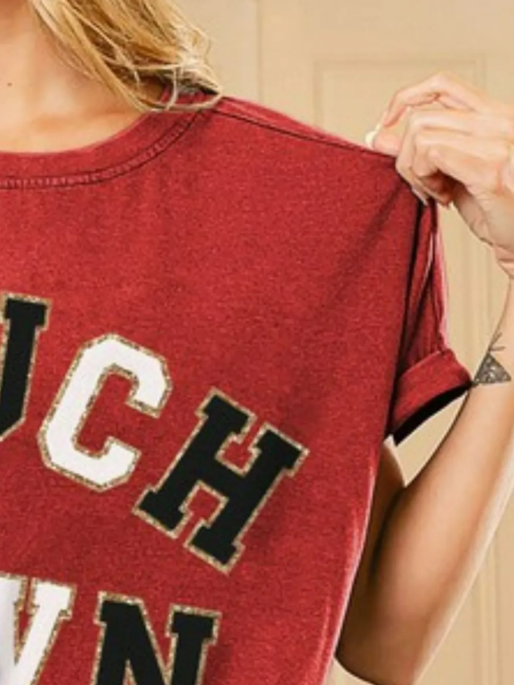 Touchdown Letter Loose Fit Vintage Washed Top, image 3
