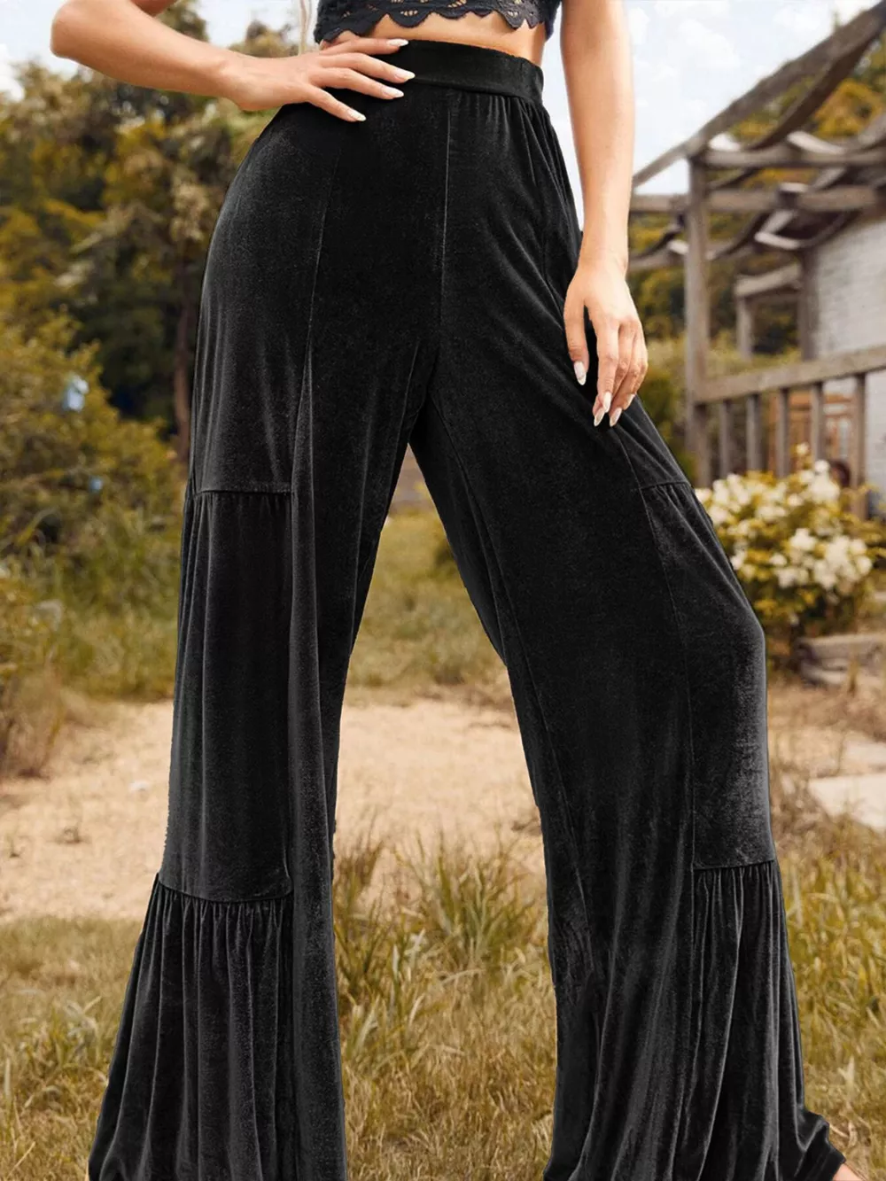 Velvet High Waist Wide Leg Pants, image 19