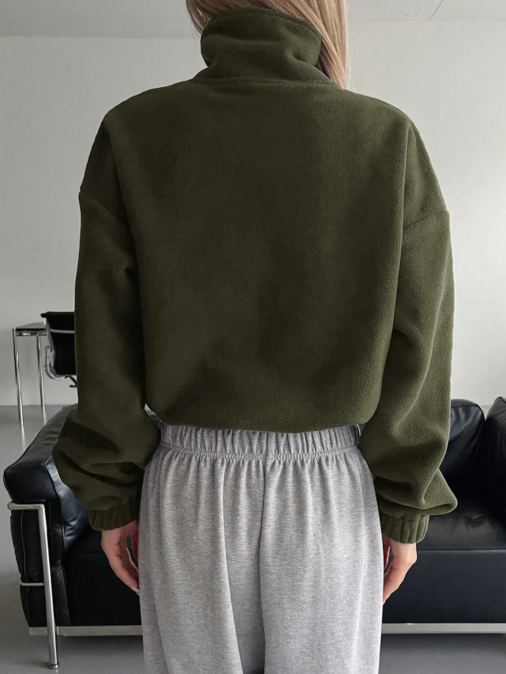 Zip Up Long Sleeve Cropped Jacket, image 4