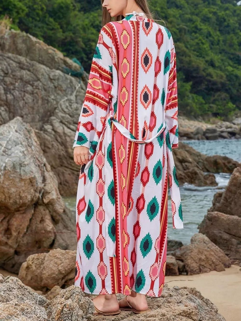 Boho Print Long Sleeve Beach Cover-Up, image 10