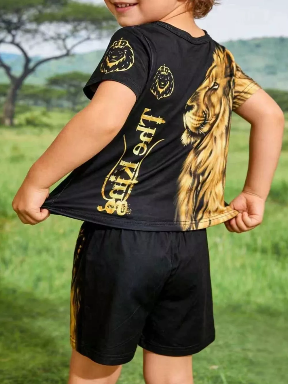 Children's King Graphic Short Sleeve Tee and Shorts Set, image 2
