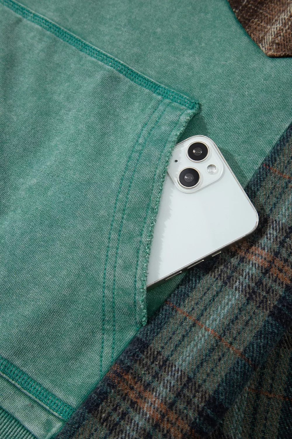 Plaid Kangaroo Pocket Hoodie, image 8