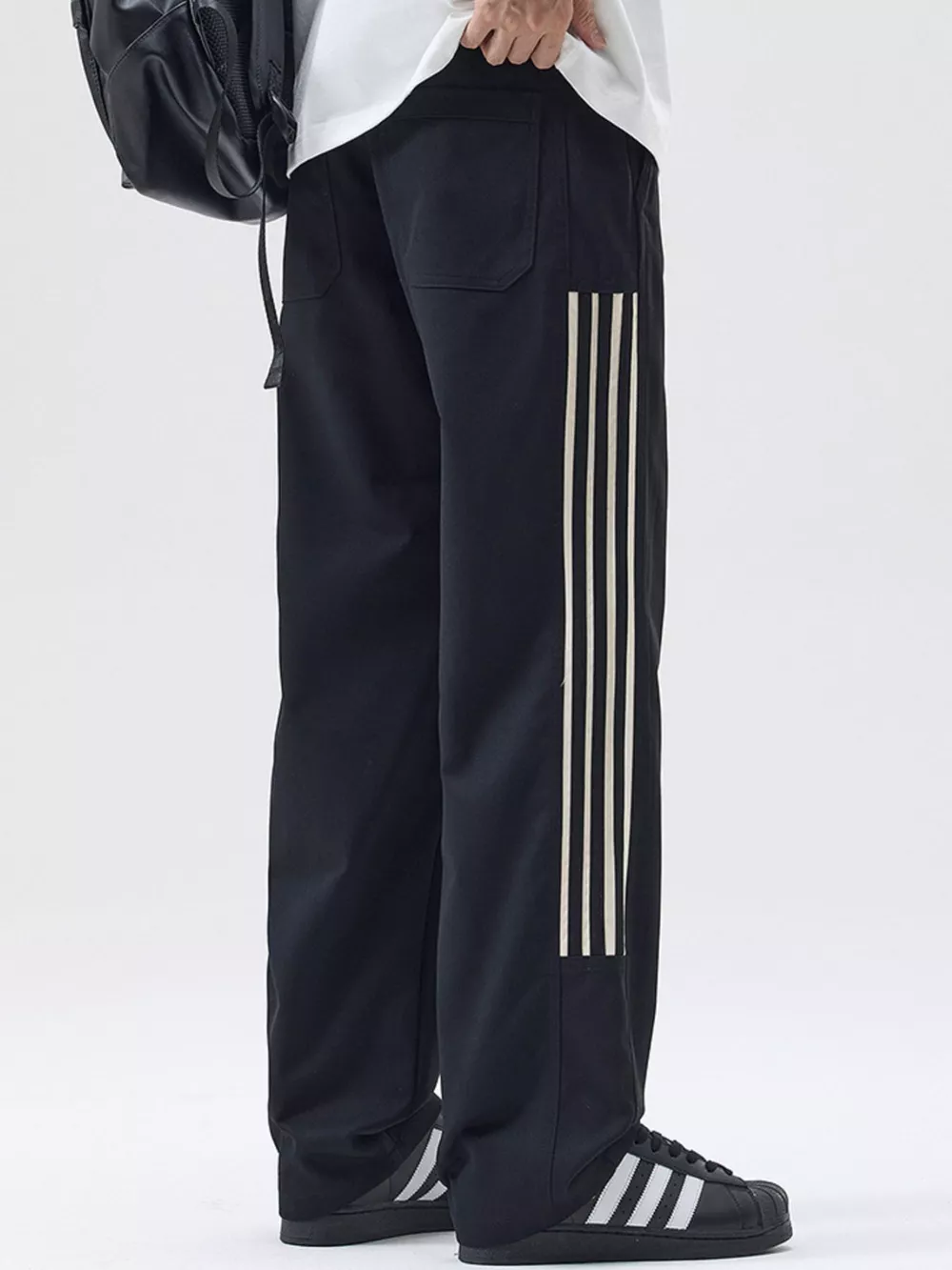 Men's Full Size Side Striped Wide Leg Casual Pants Plus Size, image 8