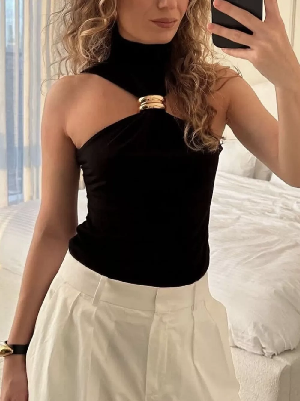 Ring Detail Turtleneck Tank, image 10