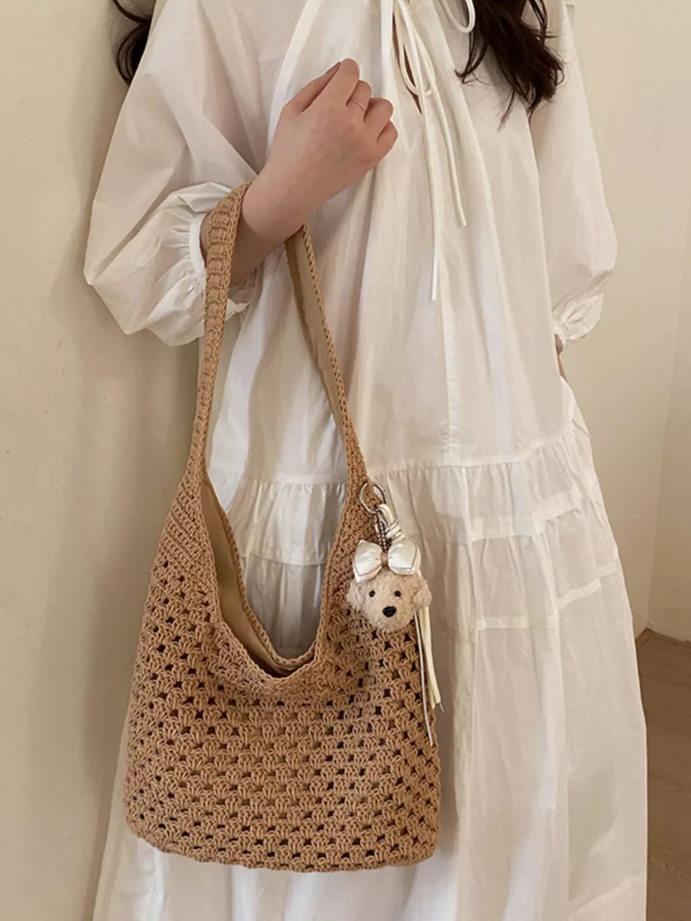 Crochet Knit Shoulder Bag, image 6