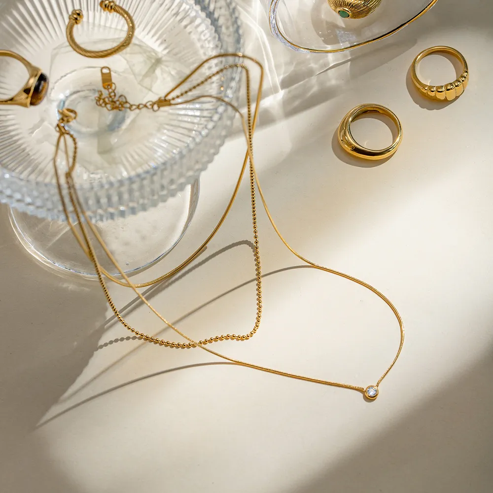 18K Gold-Plated Layered Necklace, image 4