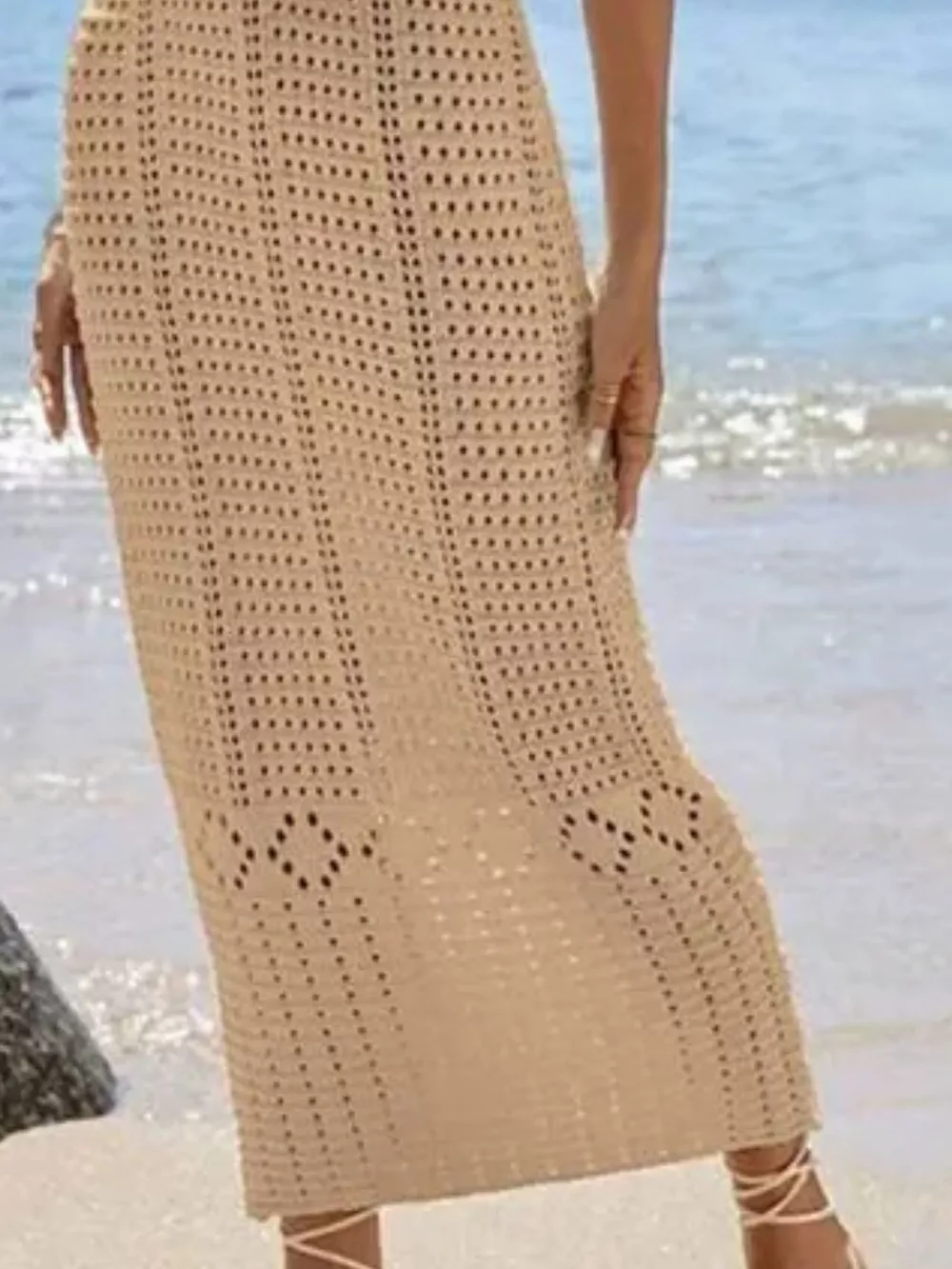 Sleeveless Crochet Knit Cover Up Maxi Dress, image 13