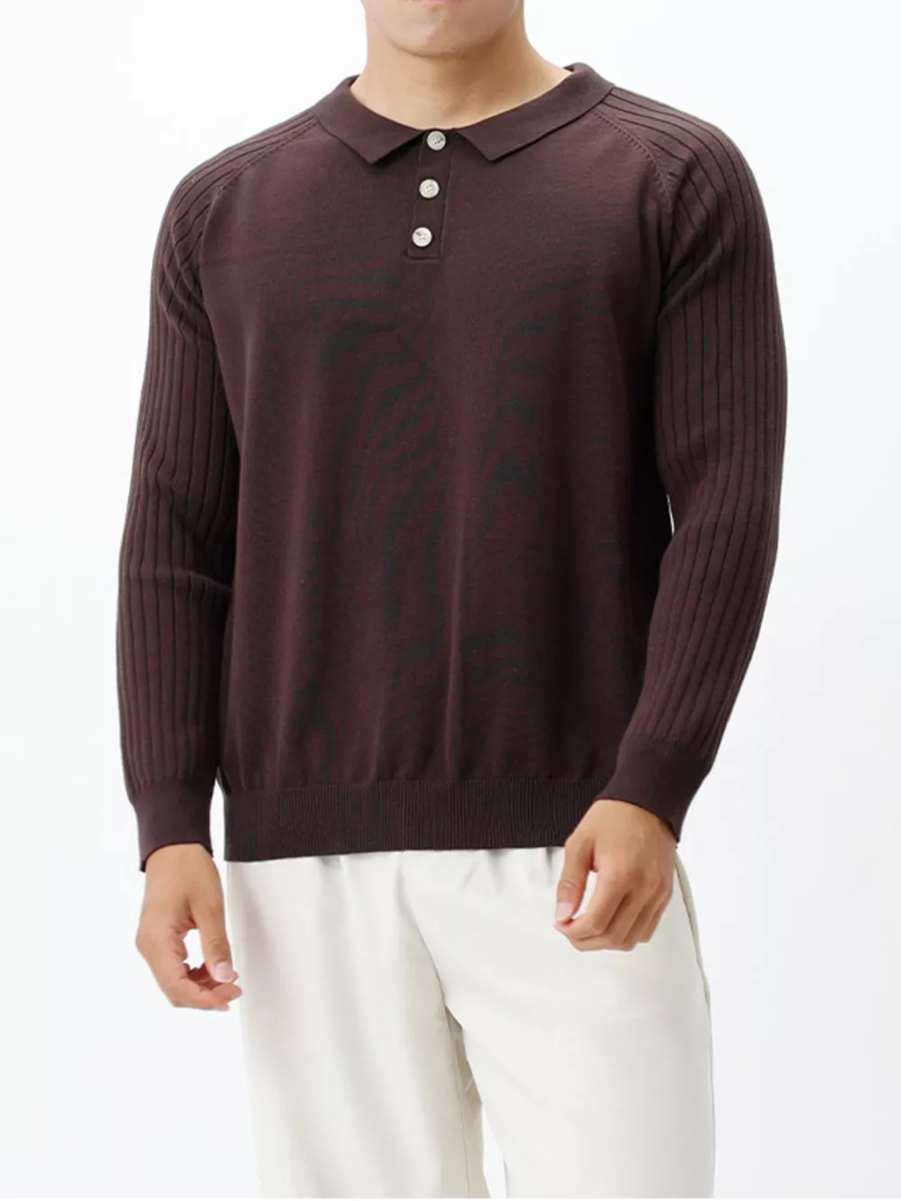 Men's Plus Size Classic Fit Ribbed Sleeve Knit Top, image 9