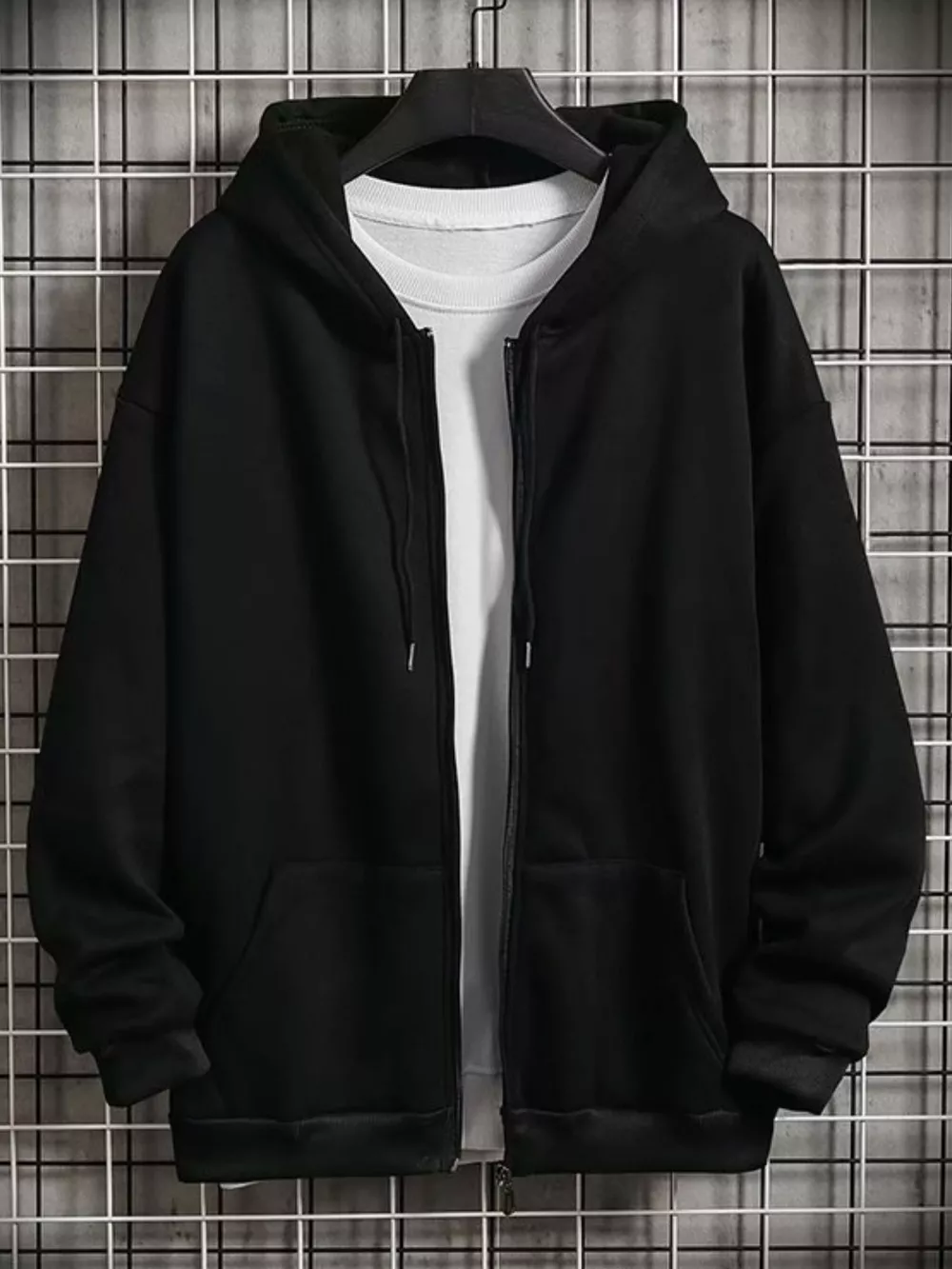 Men's Plus Size Casual Solid Color Zip-Up Hoodie, image 6