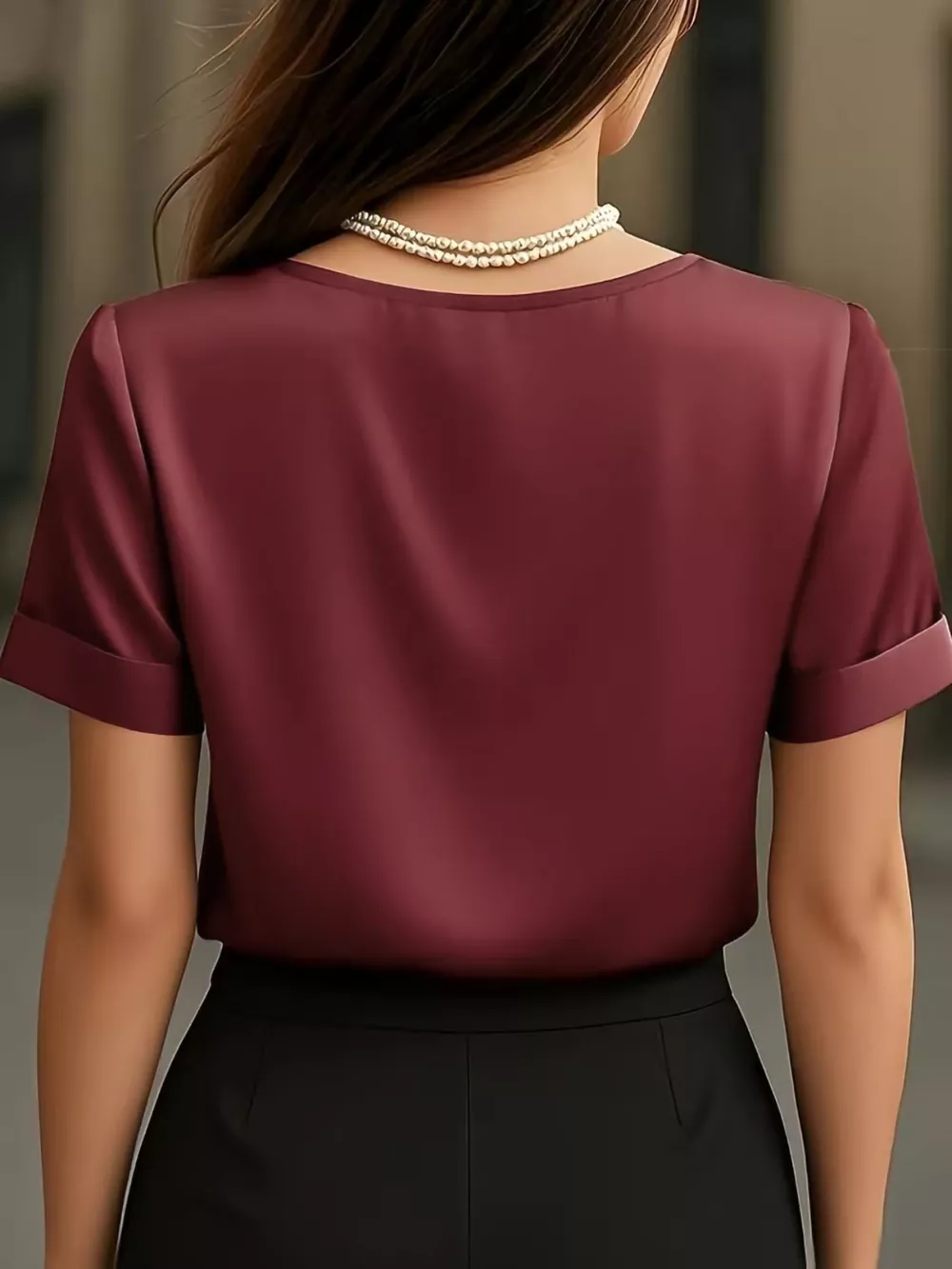 Elegant V-Neck Short Sleeve Ruched Top, image 12