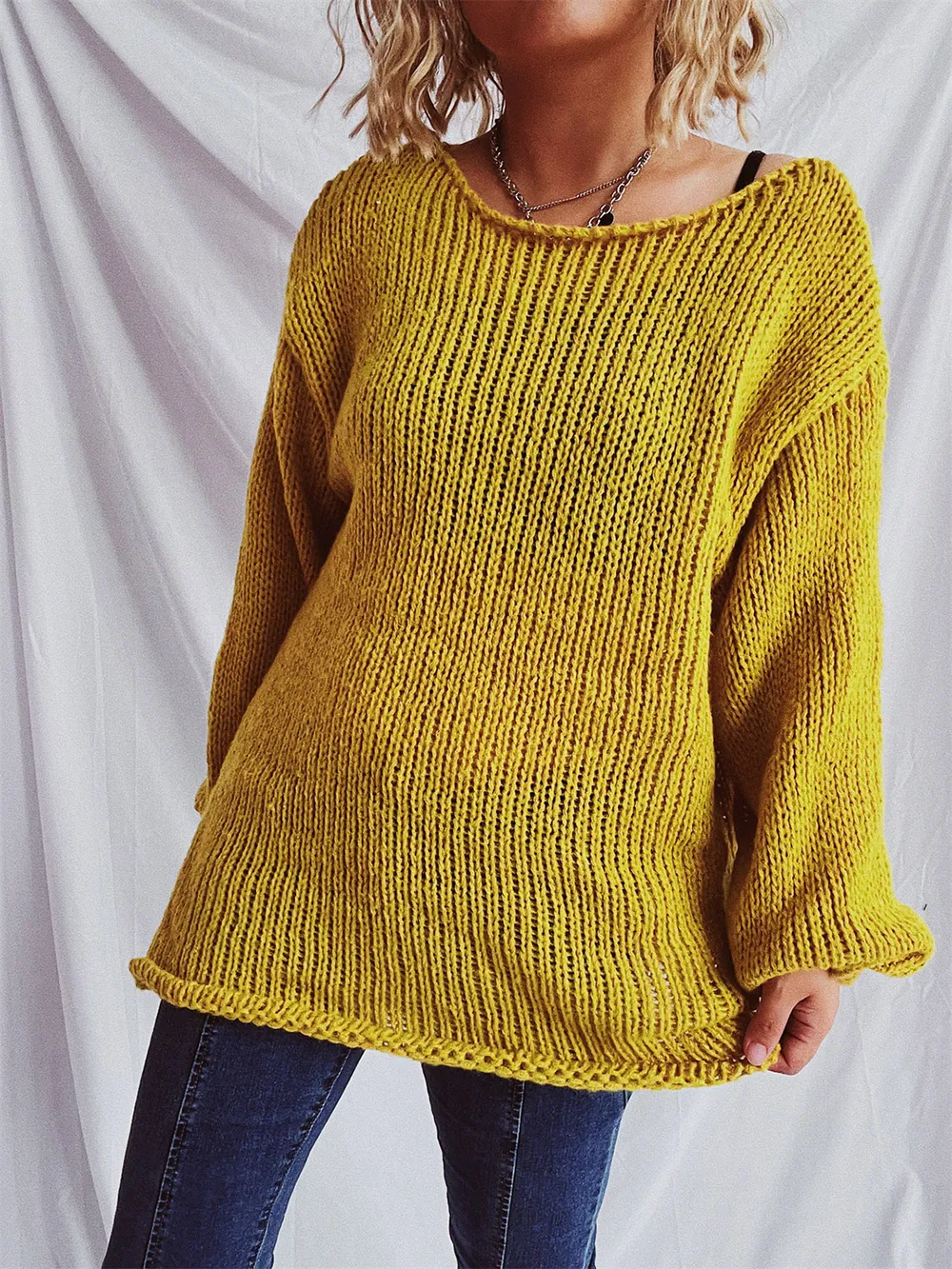 Boat Neck Dropped Shoulder Sweater, image 11