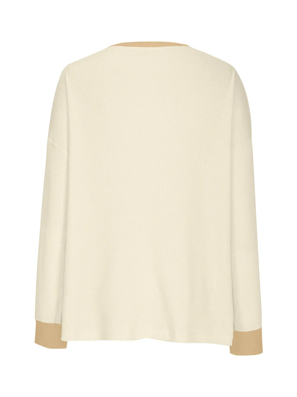 Waffle Knit Round Neck Long Sleeve T-Shirt, image 29