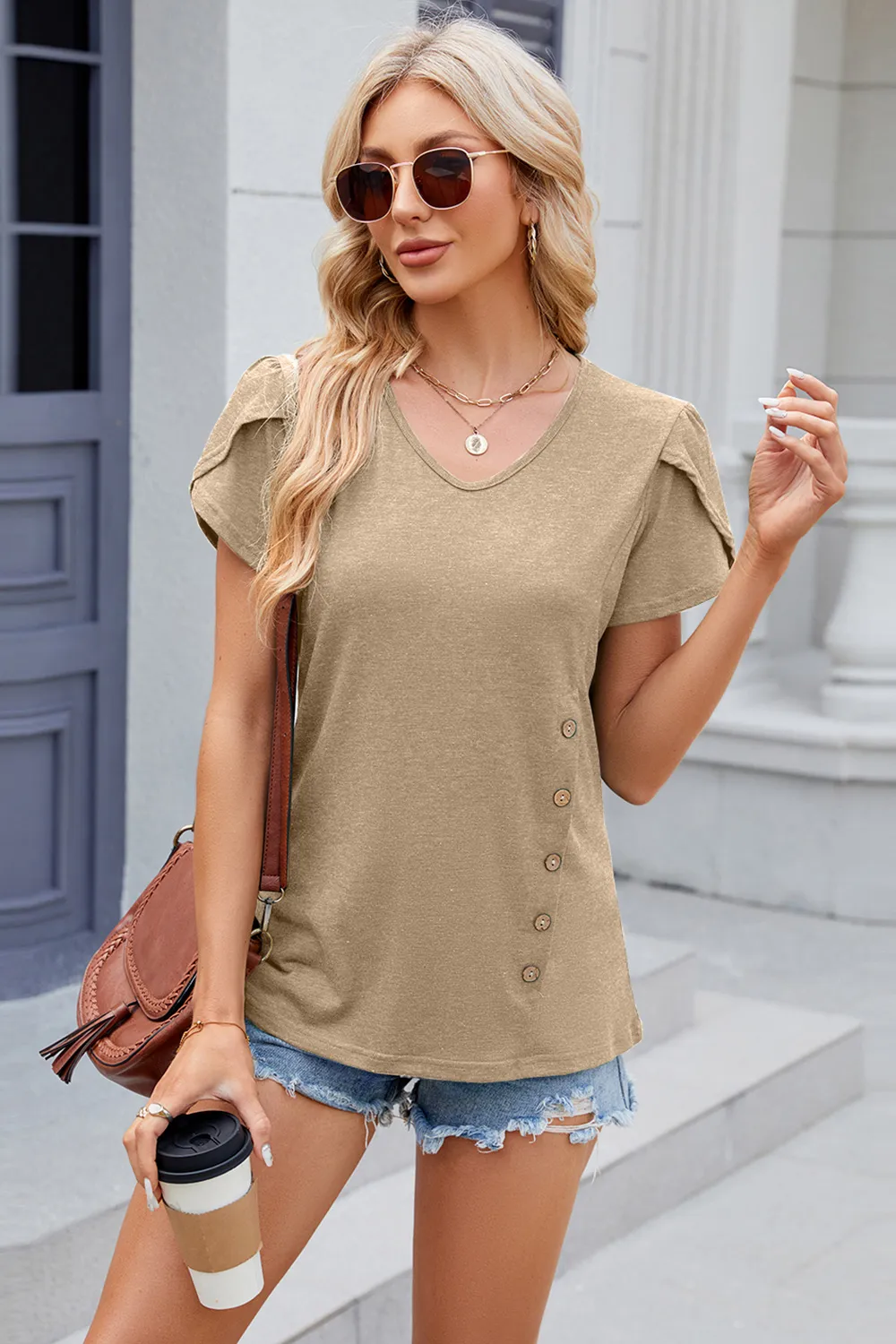 V-Neck Short Sleeve T-Shirt, image 10