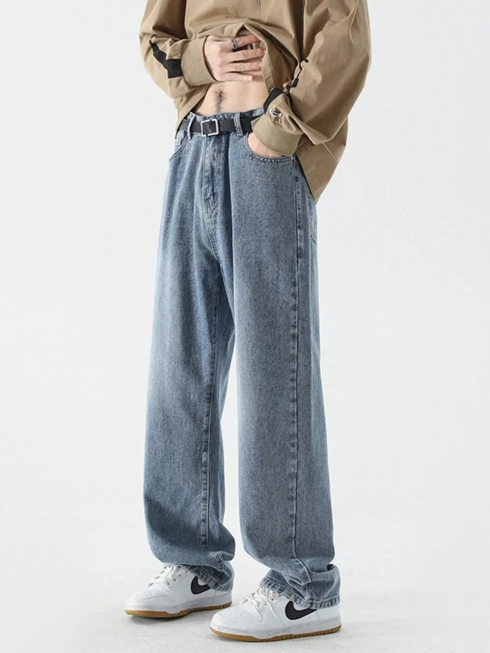 Men's Full Size Vintage Wash Wide Leg Jeans Plus Size, image 8