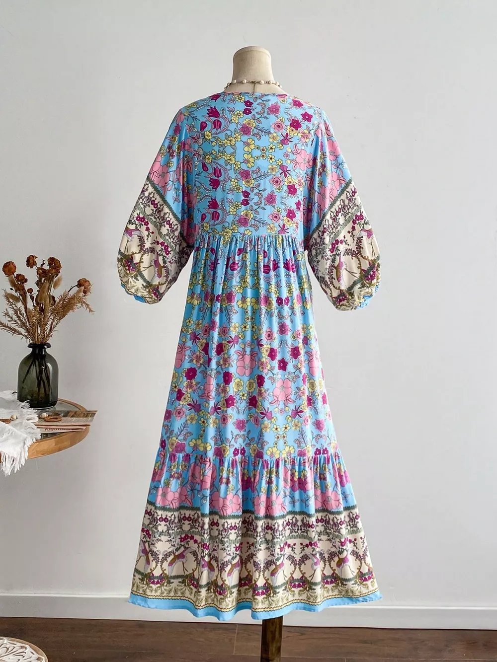 Plus Size Floral Print V-Neck Dress, image 5