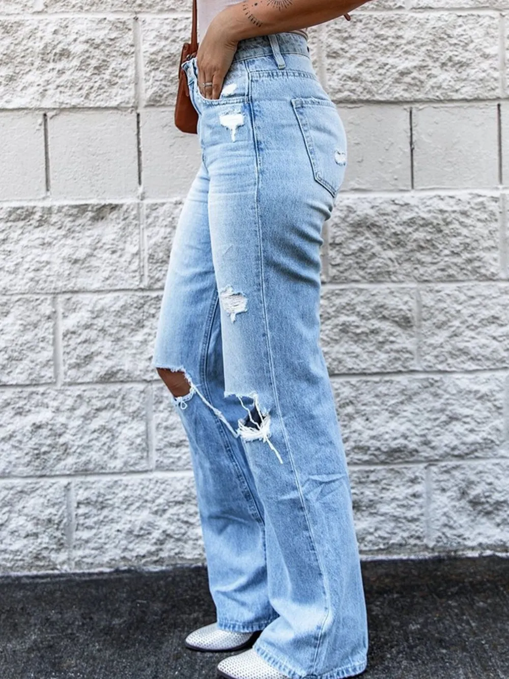 High Waist Distressed Jeans, image 3