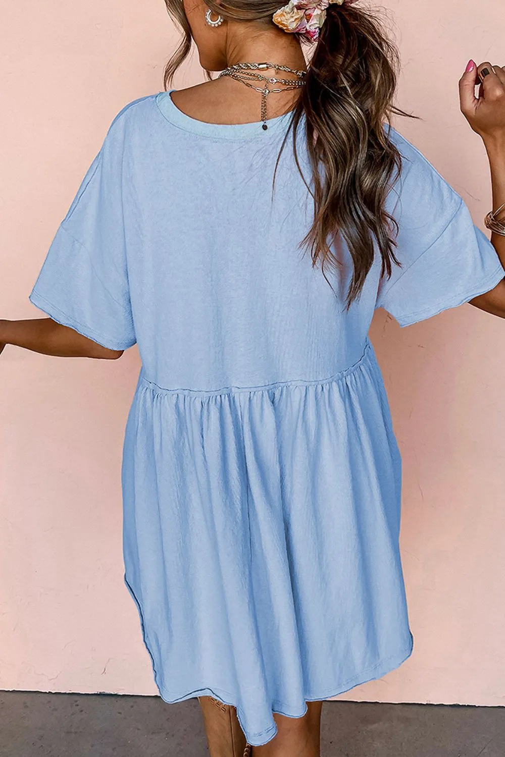 Round Neck Half Sleeve Mini Tee Dress, image 10