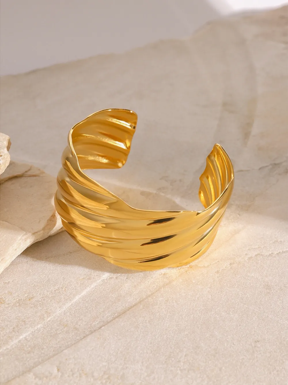 18K Gold-Plated Stainless Steel Open Ring, image 4