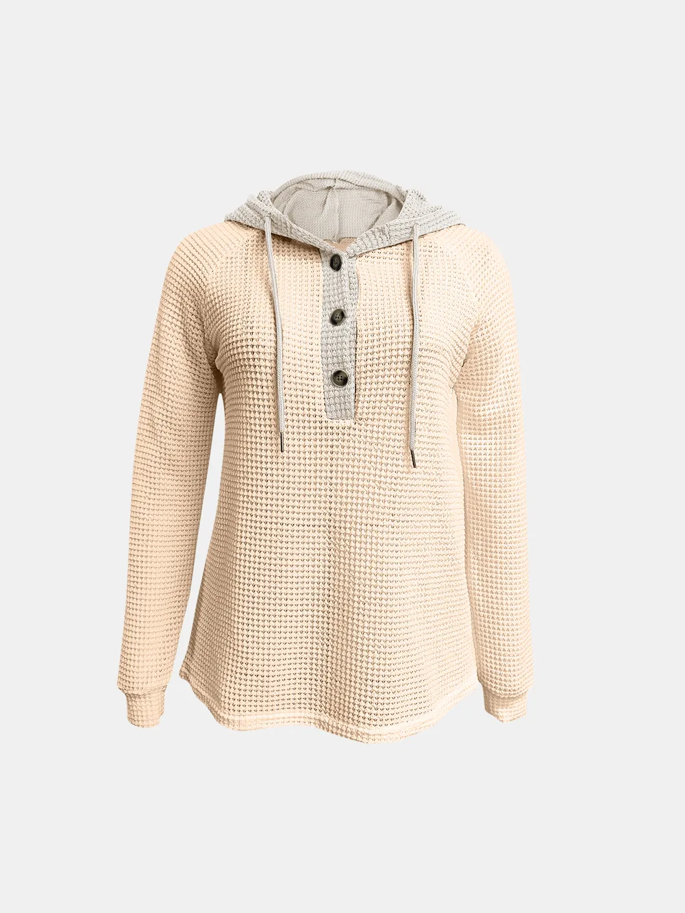 Full Size Waffle-Knit Contrast Long Sleeve Hoodie, image 21