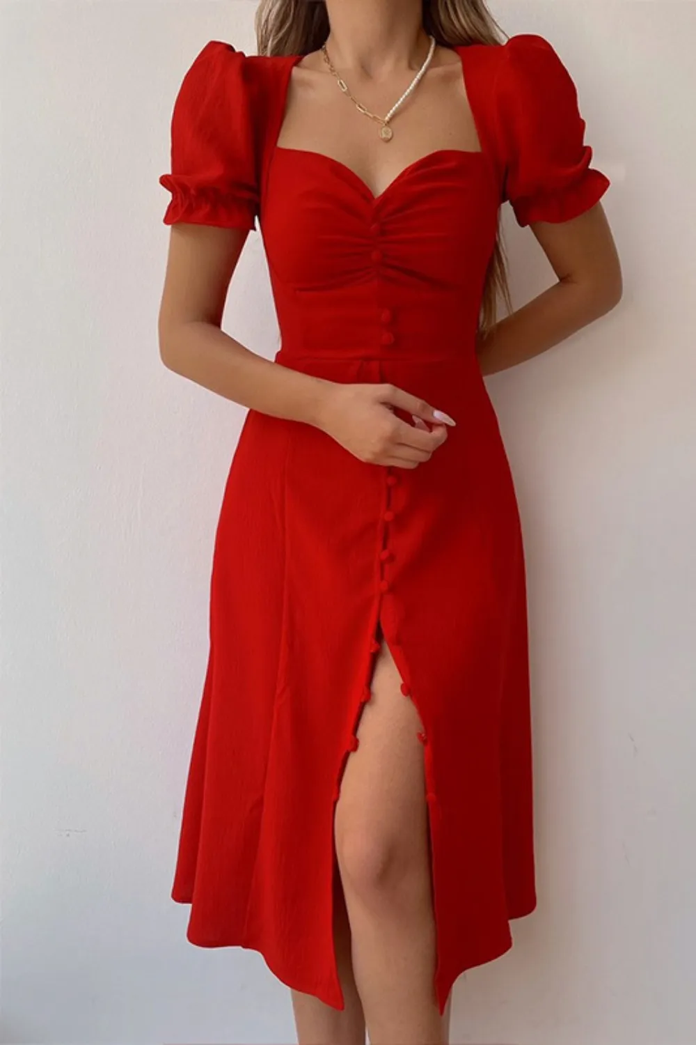Sweetheart Neck Short Sleeve Dress, image 16