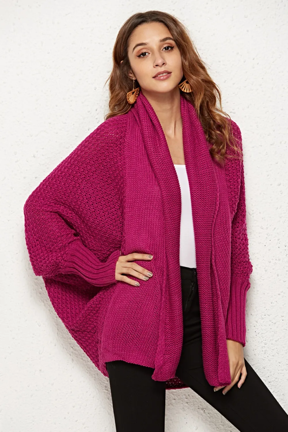 Open Front Batwing Sleeve Cardigan, image 2