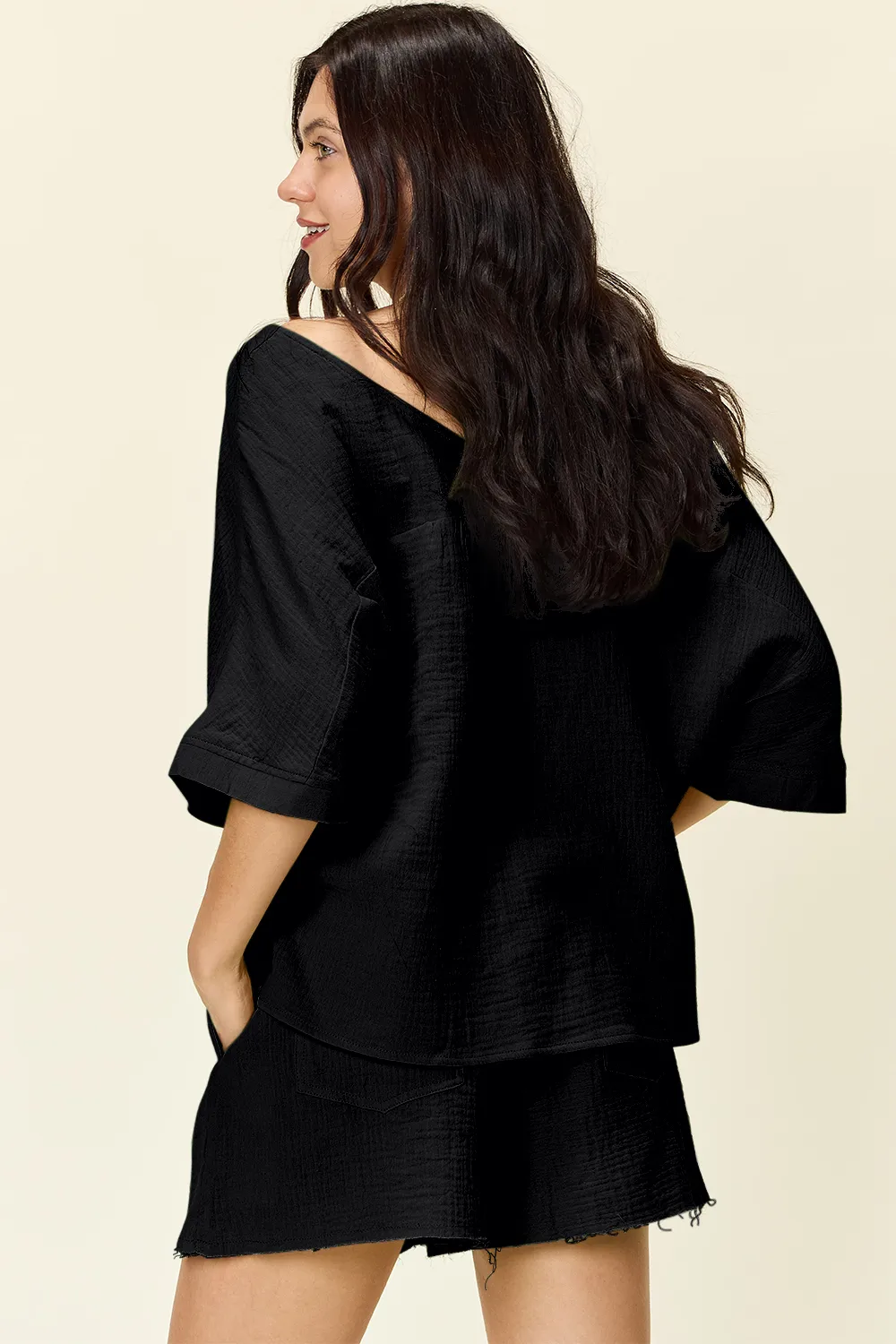 Texture Half Sleeve T-Shirt and Drawstring Shorts Set, image 24