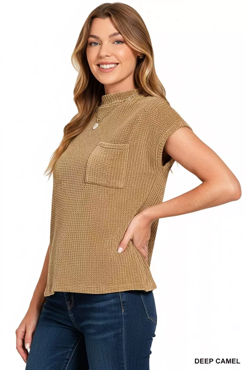 Chenille Waffle Short Sleeve Sweater, image 3