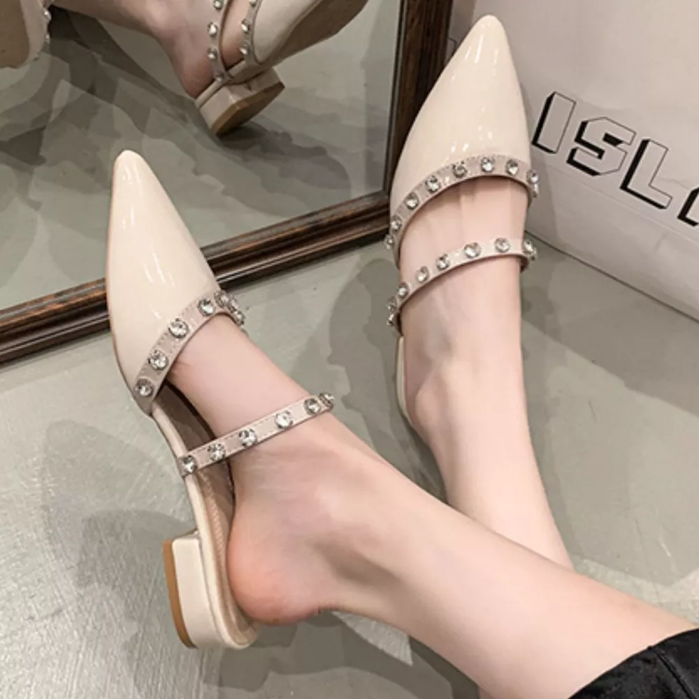 Rhinestone Embellished Pointed Toe Sandals, image 6