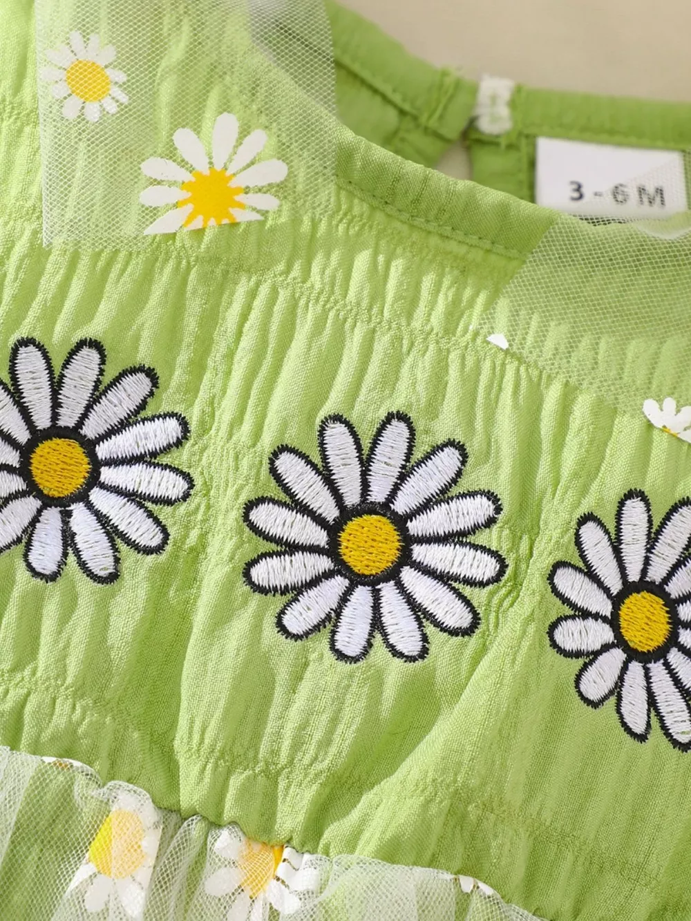 Children's Daisy Embroidered Sleeveless Bodysuit Dress, image 2