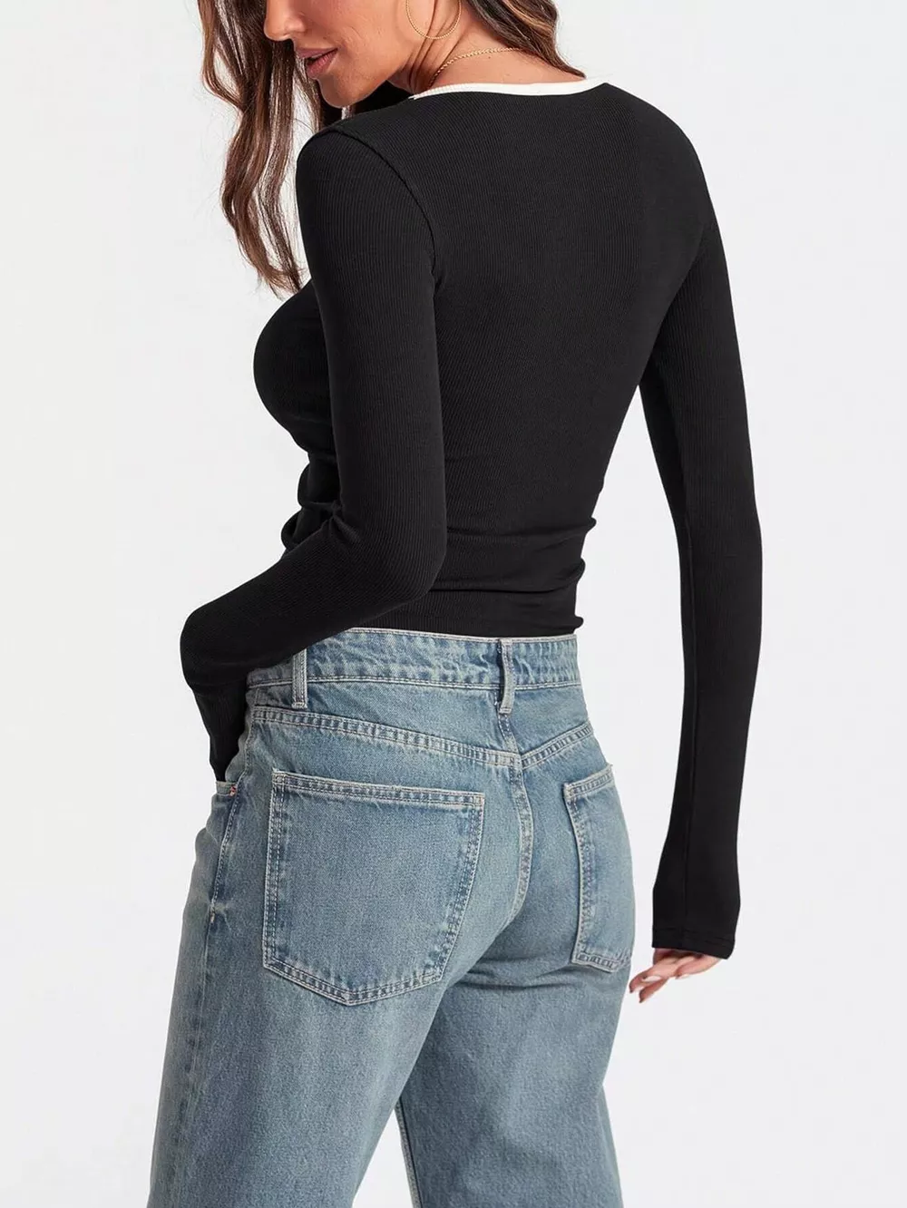 Scoop Neck Long Sleeve T-Shirt, image 8