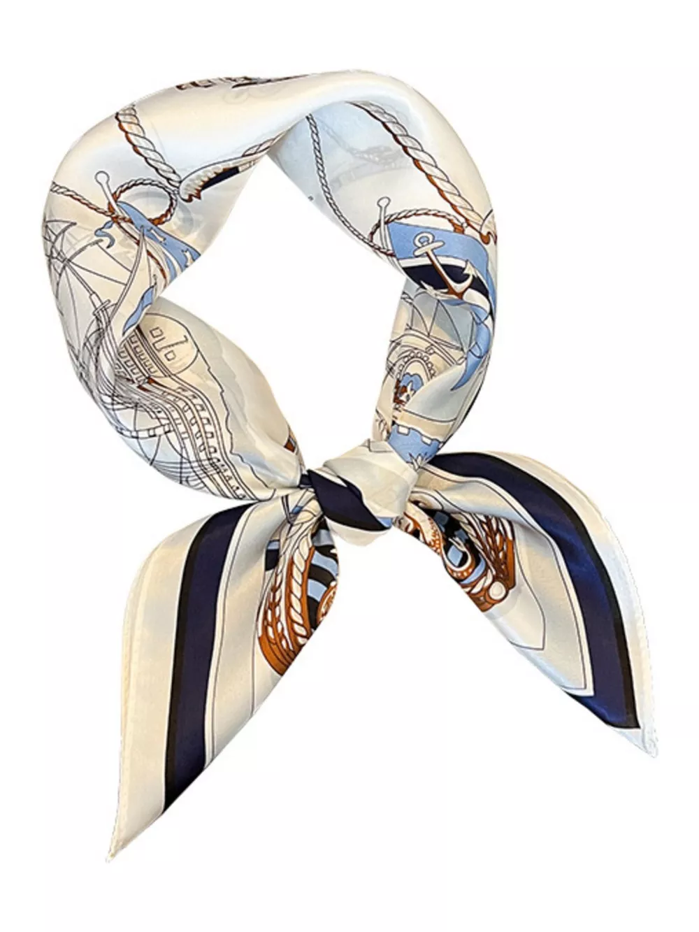 Nautical Print Silk Square Scarf, image 7